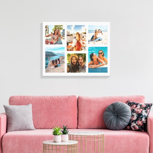 Eenvoudige 6 fotocollage canvas afdruk (Insitu (Woonkamer))