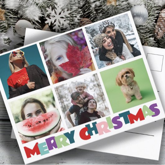 Eenvoudige 6 Insta Fotocollage Vrolijk Kerstfeest Briefkaart