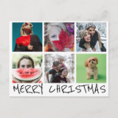 Eenvoudige 6 Insta Fotocollage Vrolijk Kerstfeest Briefkaart (Voorkant)