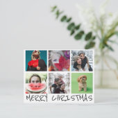 Eenvoudige 6 Insta Fotocollage Vrolijk Kerstfeest Briefkaart (Staand voorkant)