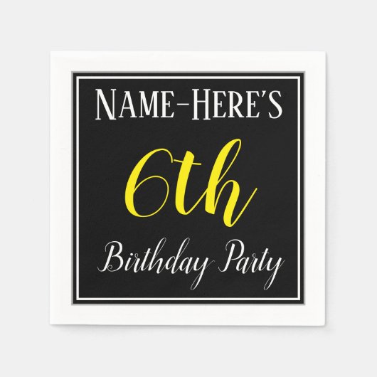 Eenvoudige, 6e verjaardag met aangepaste naam servet (Voorkant)