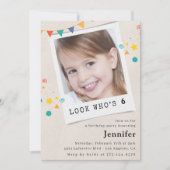 Eenvoudige 6e verjaardag uitnodigingen Meisje Foto (Voorkant)