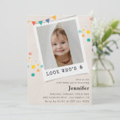 Eenvoudige 6e verjaardagsuitnodigingen Meisje Oran Kaart (Staand voorkant)