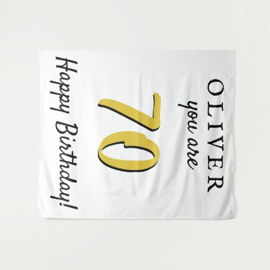 Eenvoudige 70e Happy Birthday Party-achtergrond Wandkleed (Voorkant (horizontaal))