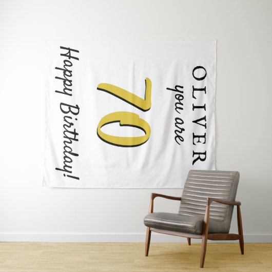 Eenvoudige 70e Happy Birthday Party-achtergrond Wandkleed (In Situ (horizontaal))