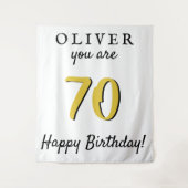 Eenvoudige 70e Happy Birthday Party-achtergrond Wandkleed (Voorkant)