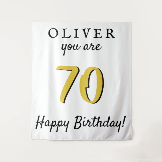 Eenvoudige 70e Happy Birthday Party-achtergrond Wandkleed (Voorkant)