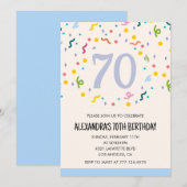 Eenvoudige 70e verjaardagsuitnodigingen Confetti M Kaart (Voorkant / Achterkant)