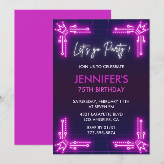 Eenvoudige 75e verjaardag uitnodigingen Modern Pin (Voorkant / Achterkant)