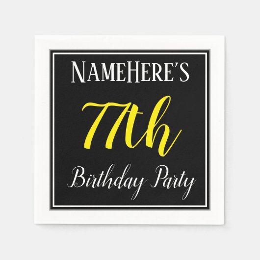 Eenvoudige, 77e verjaardag met aangepaste naam servet (Voorkant)