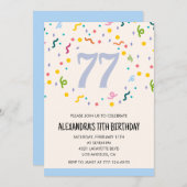 Eenvoudige 77e verjaardagsuitnodiging Confetti Mod Kaart (Voorkant / Achterkant)