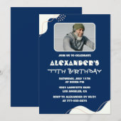 Eenvoudige 77e verjaardagsuitnodigingen Mannen Pho Kaart (Voorkant / Achterkant)