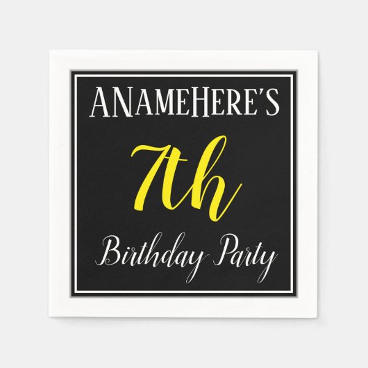 Eenvoudige, 7e verjaardag met aangepaste naam servet (Voorkant)
