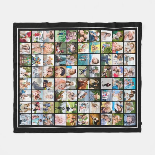 Eenvoudige 80-fotocollage Sjabloon Uw kleur Fleece Deken (Voorkant (Horizontaal))