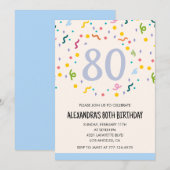 Eenvoudige 80e verjaardagsuitnodigingen Confetti M Kaart (Voorkant / Achterkant)