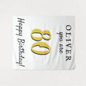 Eenvoudige 80ste verjaardag Happy Birthday Party A Wandkleed (Voorkant (horizontaal))