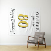 Eenvoudige 80ste verjaardag Happy Birthday Party A Wandkleed (In Situ (horizontaal))