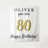 Eenvoudige 80ste verjaardag Happy Birthday Party A Wandkleed (Voorkant)