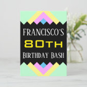 Eenvoudige "80th Birthday Bash" verjaardagsuitnodi Kaart (Staand voorkant)