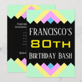 Eenvoudige "80th Birthday Bash" verjaardagsuitnodi Kaart (Voorkant / Achterkant)