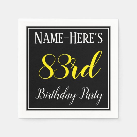 Eenvoudige 83e verjaardag met aangepaste naam servetten (Voorkant)