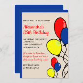 Eenvoudige 85e verjaardag uitnodigingen Ballonnen (Voorkant / Achterkant)