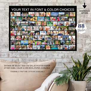 Eenvoudige 88 fotocollage aangepaste kleur poster