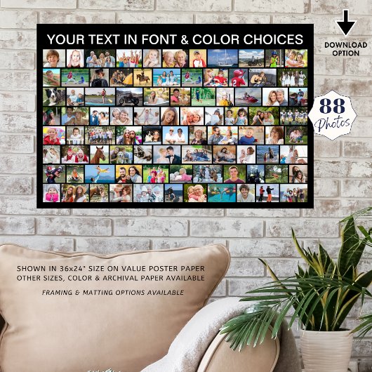 Eenvoudige 88 fotocollage aangepaste kleur poster