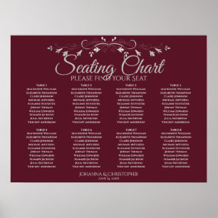 Eenvoudige 8 Tafel Bordeaux Trouw Stoelenplattegro Poster