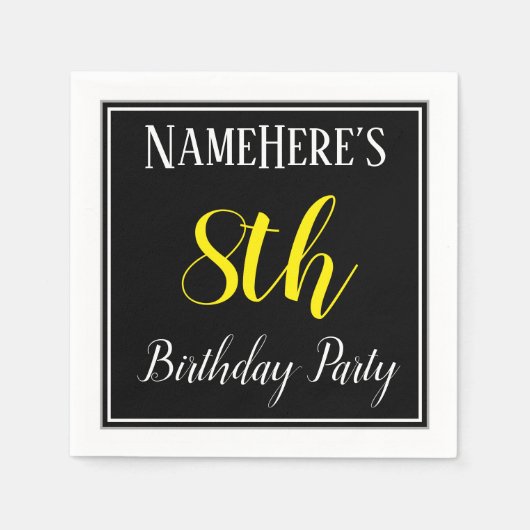 Eenvoudige 8e verjaardag met aangepaste naam servet (Voorkant)