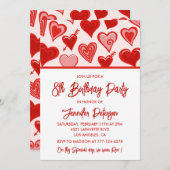 Eenvoudige 8e verjaardag uitnodigingen voor haar h (Voorkant / Achterkant)