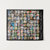 Eenvoudige 90 fotocollage gepersonaliseerd zwart wandkleed (Voorkant (horizontaal))