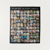 Eenvoudige 90 fotocollage gepersonaliseerd zwart wandkleed (Voorkant)