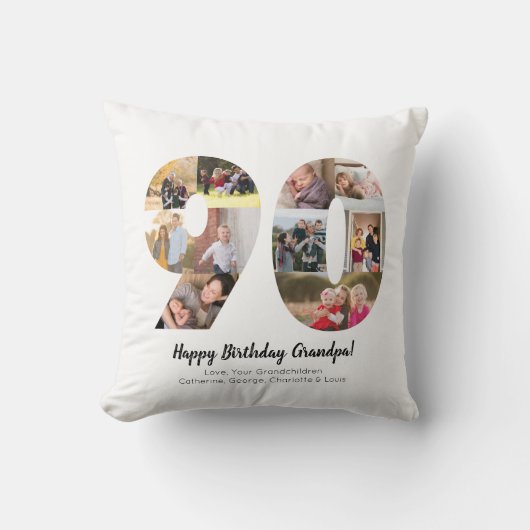 Eenvoudige 90e nummer foto collage aangepaste groe kussen (Voorkant)