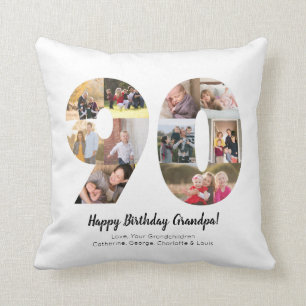 Eenvoudige 90e nummer foto collage aangepaste groe kussen