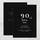 Eenvoudige 90e verjaardag van het Man Zwarte Uitno Kaart (Voorkant / Achterkant)
