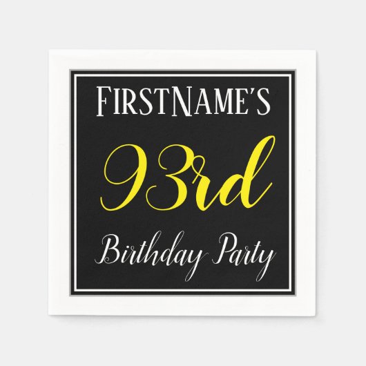 Eenvoudige, 93e verjaardag met aangepaste naam servet (Voorkant)