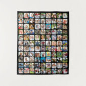 Eenvoudige 99 Foto Collage Afgeronde Vierhoek Zwar Wandkleed (Voorkant)