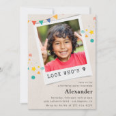 Eenvoudige 9e verjaardag uitnodigingen Blauwe foto (Voorkant)