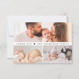 Eenvoudige Aangepaste 3 Foto's Collage Baby shower Bedankkaart