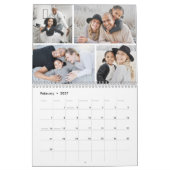 Eenvoudige aangepaste 4 foto collage 2027 kalender (Feb 2027)