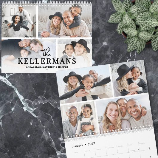 Eenvoudige aangepaste 4 foto collage 2027 kalender