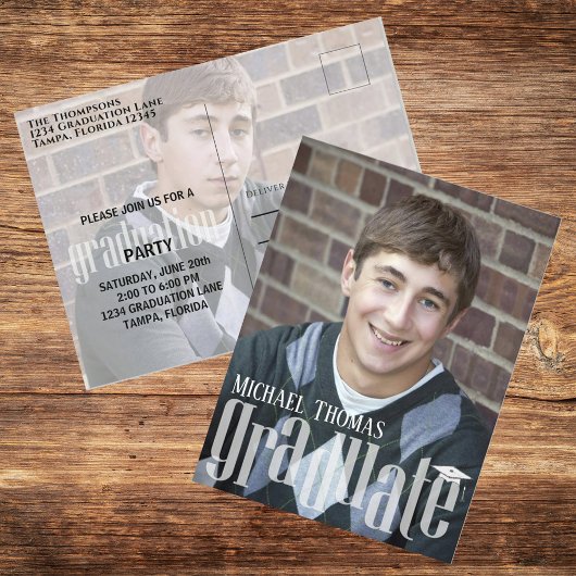 Eenvoudige Aangepaste Afstudeerfoto Aankondiging Briefkaart