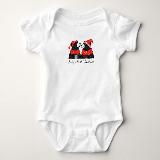 Eenvoudige aangepaste baby's eerste kerst Beer Romper (Voorkant)