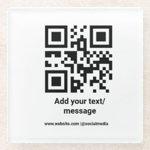 eenvoudige aangepaste barcode voeg uw tekst websit glazen onderzetter