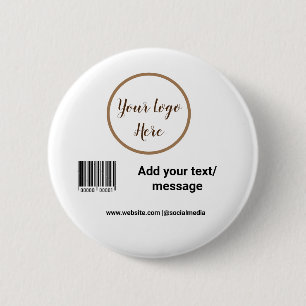 eenvoudige aangepaste barcode voeg uw tekst websit ronde button 5,7 cm