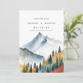 Eenvoudige aangepaste berg save the date (Staand voorkant)