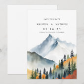 Eenvoudige aangepaste berg save the date (Voorkant / Achterkant)