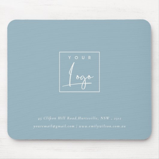 Eenvoudige, aangepaste, blauwe Logo voor speciale  Muismat (Voorkant)