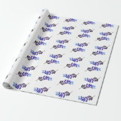 eenvoudige aangepaste blauwe paarse zwarte bladere cadeaupapier (Uitgerold)